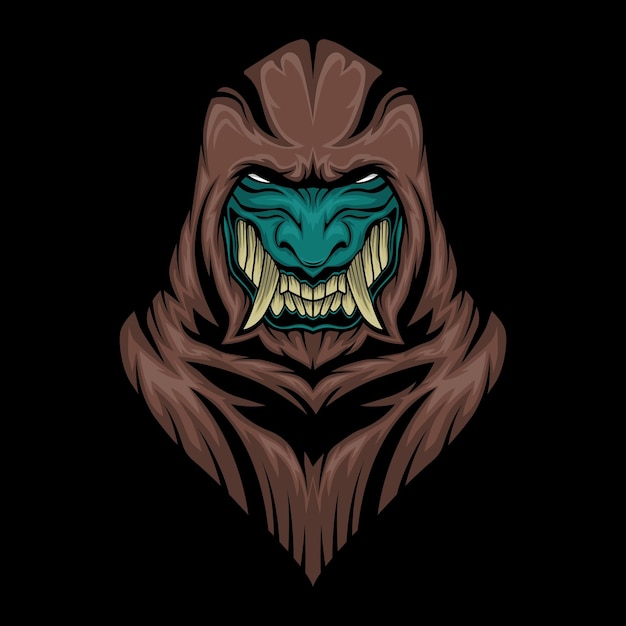 Vetor logotipo de mascote de jogos de monstro com capuz