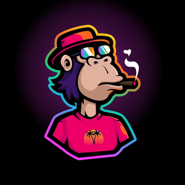 Logotipo de mascote de macaco fumando