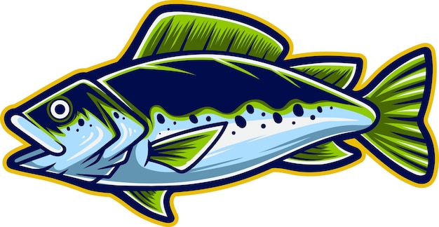 Logotipo de mascote de peixe baixo com vetor de estoque de qualidade premium
