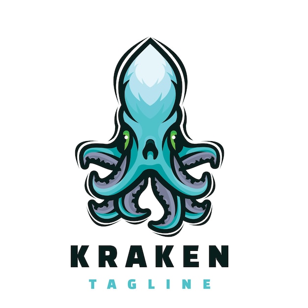 Vetor logotipo de mascote de personagem simples do kraken