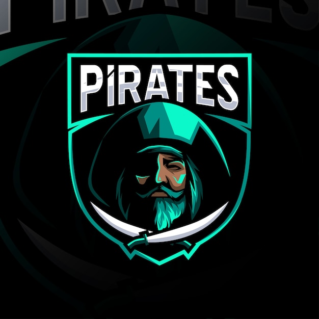 Vetor logotipo de mascote de piratas verdes