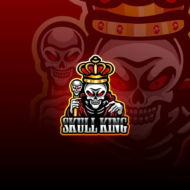 Logotipo de mascote de rei de esporte de crânio