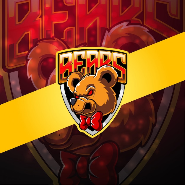 Logotipo de mascote de urso esport