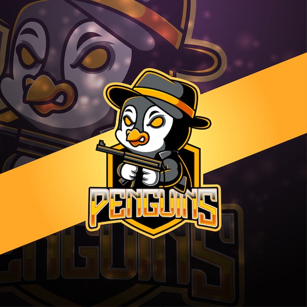 Logotipo de mascote esport pinguim