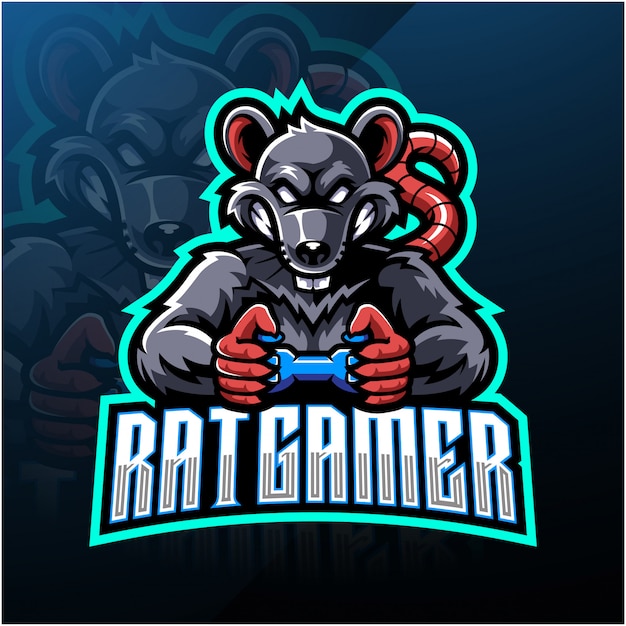 Logotipo de mascote esportista de jogador de rato