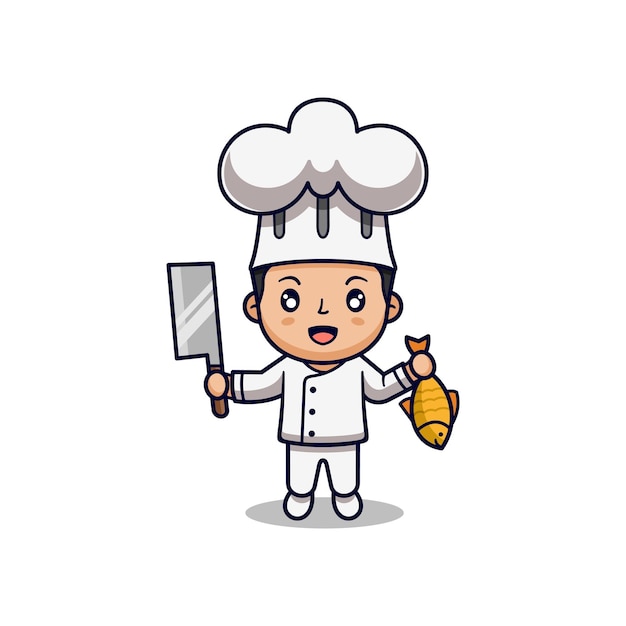 Vetor logotipo de mascote simples chef design de personagens