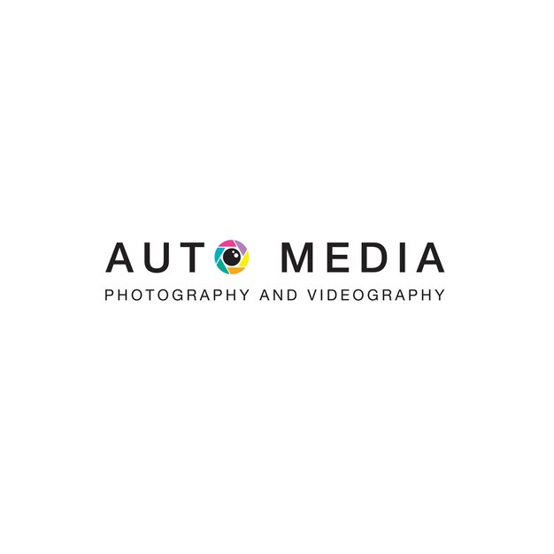 Vetor logotipo de mídia automática com fundo branco