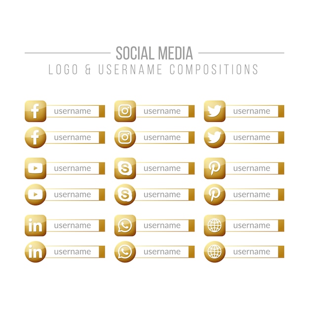 Logotipo de mídia social e composições de nome de usuário