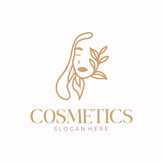 Logotipo de modelo de cosméticos com rosto de mulher