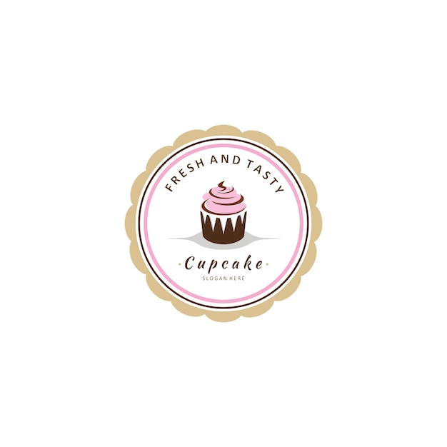 Logotipo de modelo de logotipo de vetor de cupcake para etiqueta de adesivo de confeitaria, etc.