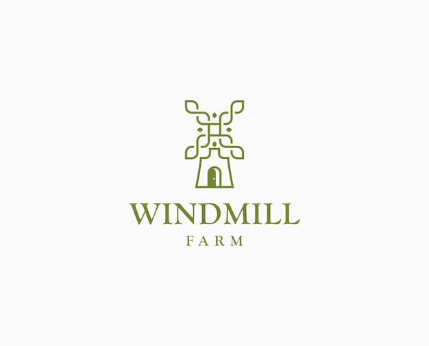 Logotipo de moinho de trigo agricultura. modelo de logotipo de fazenda wildmill