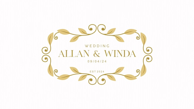Vetor logotipo de moldura de convite de casamento elegante