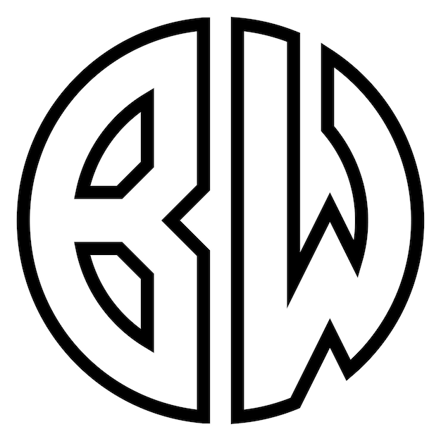 Logotipo de monograma bw em um desenho circular