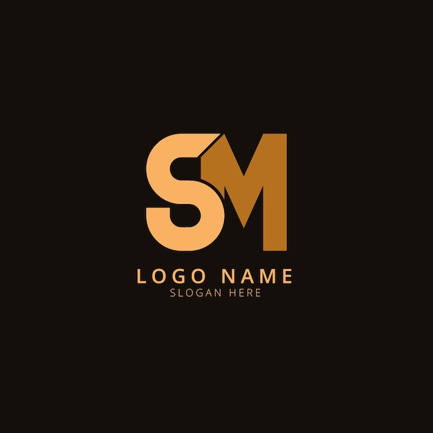 Vetor logotipo de monograma de design plano sm