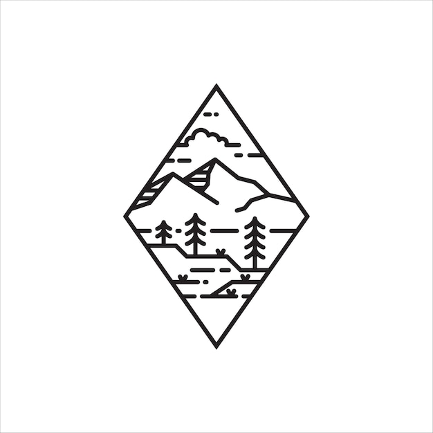 Logotipo de monoline com emblema de montanha simples
