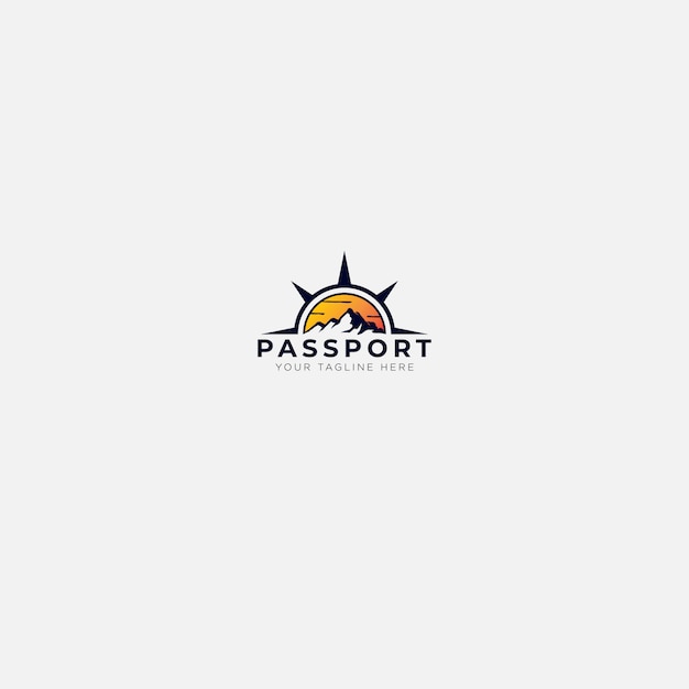 Logotipo de montanha ao ar livre do passaporte