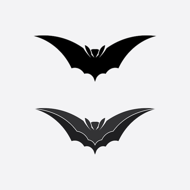 Logotipo de morcego animal e asas vetoriais preto halloween vampiro ilustração gótica design ícone de morcego