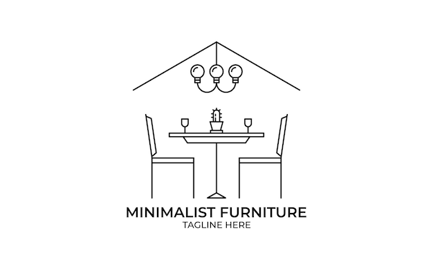 Logotipo de móveis minimalista, vetor de logotipo de móveis de arte de linha