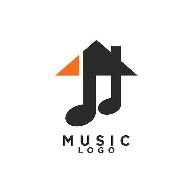 Vetor logotipo de música com vetor de design de conceito em casa