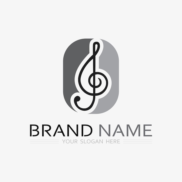 Logotipo de música e nota Ícone Desenho de ilustração vetorial