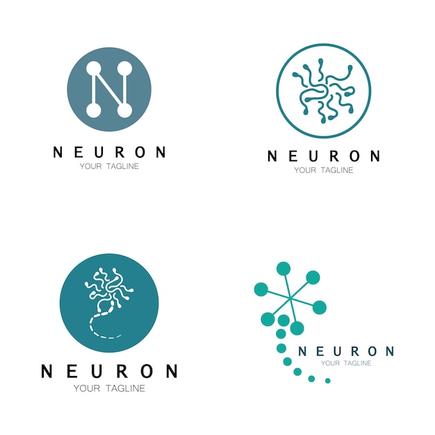 Logotipo de neurônio ou design de logotipo de células nervosasícone de modelo de ilustração de logotipo de molécula com conceito de vetor