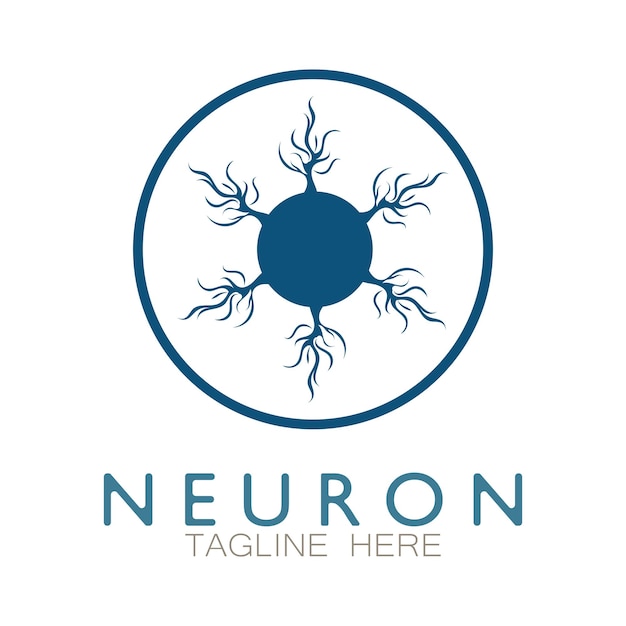 Logotipo de neurônio ou design de logotipo de células nervosasícone de modelo de ilustração de logotipo de molécula com conceito de vetor
