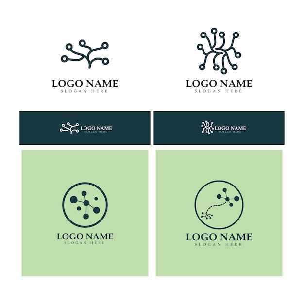 Logotipo de neurônio ou design de logotipo de células nervosasícone de modelo de ilustração de logotipo de molécula com conceito de vetor