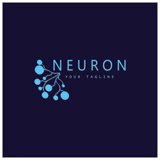 Vetor logotipo de neurônio ou logotipo de célula nervosa projeto de molécula logotipo de ilustração padrão ícone com conceito vetorial