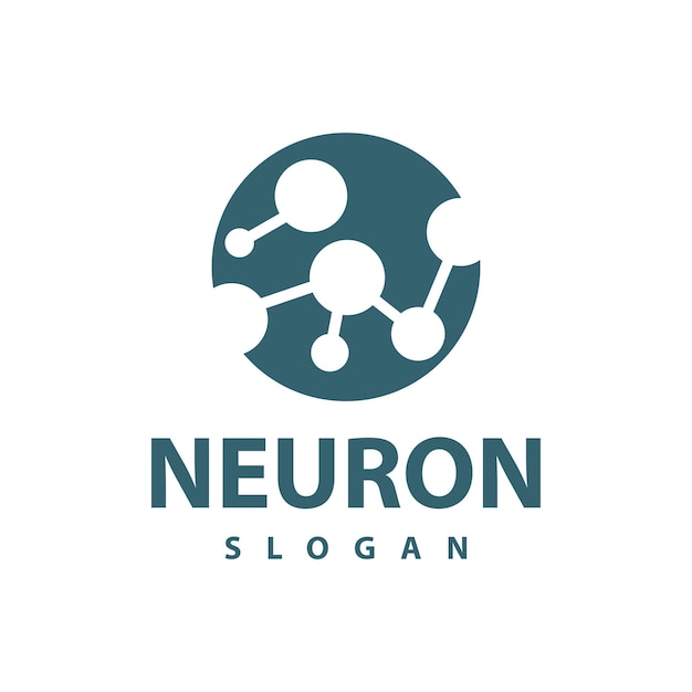 Vetor logotipo de neurônio projeto simples rede de tecnologia de células molde de partículas ilustração