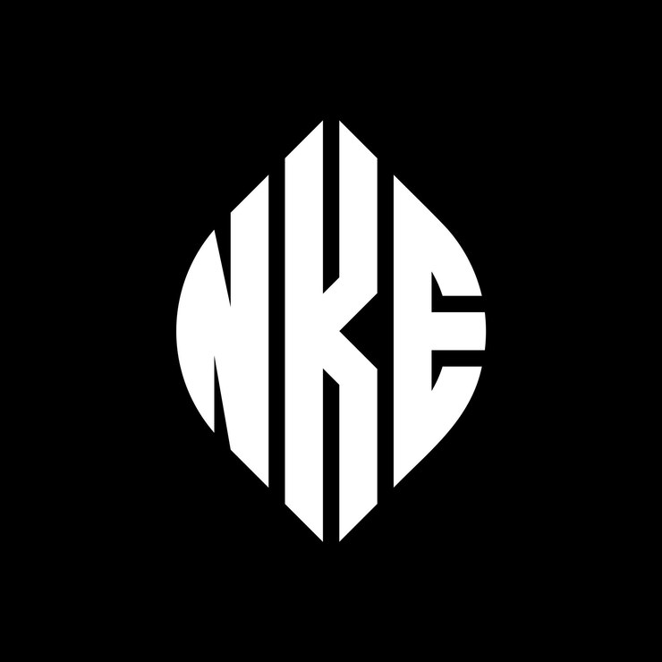 Vetor logotipo de nke em forma de círculo e elipse nke letras elípticas com estilo tipográfico as três iniciais formam um logotipo em círculo nke círculo emblema monograma abstrato letra marca vetor