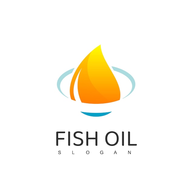 Logotipo de óleo de peixe com símbolo de gota