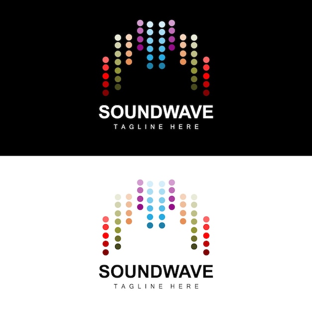 Logotipo de onda sonora e modelo de ícone de vetor de tom de som produto de marca de música