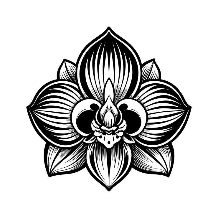 Vetor logotipo de orquídea design vetorial rotulado arte vetorial ilustração extrema