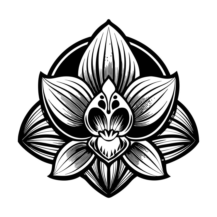 Vetor logotipo de orquídea design vetorial rotulado arte vetorial ilustração extrema