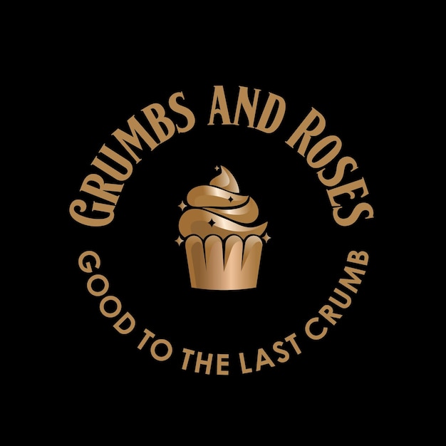 Vetor logotipo de ouro crumb and roses embross