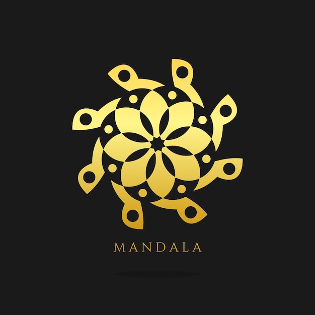 Logotipo de ouro mandala de flor abstrata de luxo