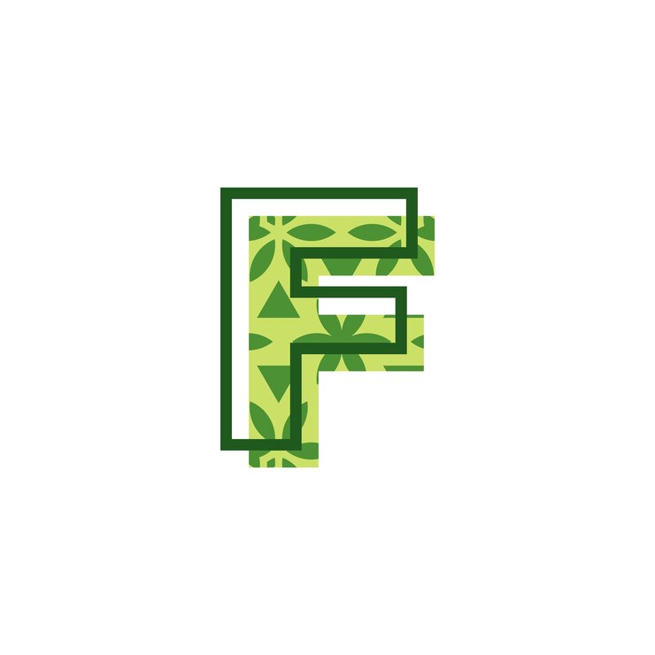 Vetor logotipo de padrão de folha natural letra f simples e moderno