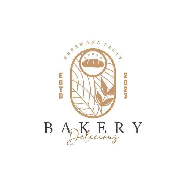 Logotipo de pão antigo retro estilo vintage padaria loja design vetor pão de trigo simples tremplet ilustração