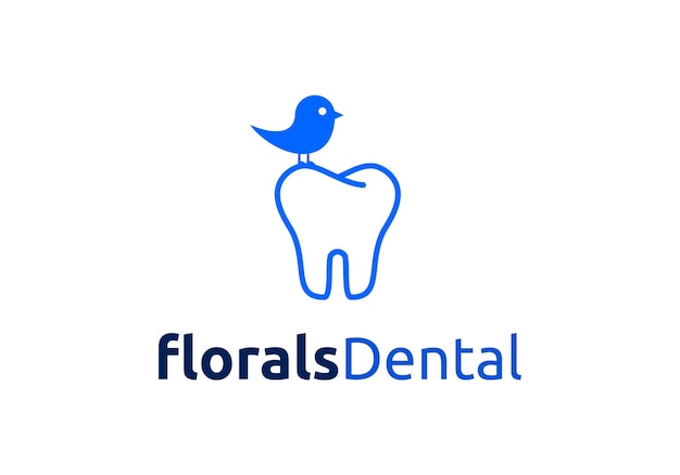 Logotipo de pássaro e dentes, adequados para serviços odontológicos.