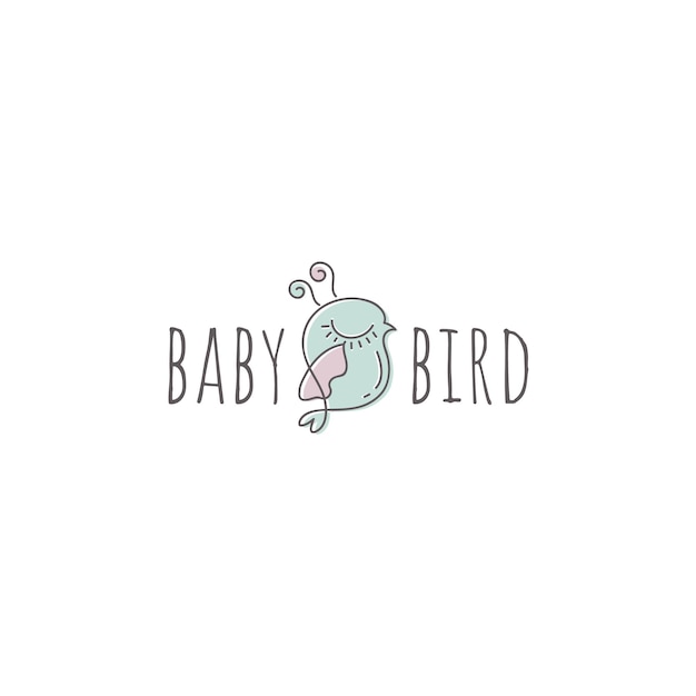 Logotipo de pássaro fofo para modelo de design de logotipo de loja de bebês