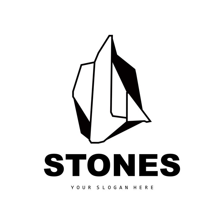 Vetor logotipo de pedra vector pedra moderna com design de estilo de linha de geometria para decoração estética produto moderno de marca ícone simples linha de geometria estética abstrata
