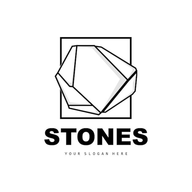 Logotipo de pedra vector pedra moderna com design de estilo de linha de geometria para decoração estética produto moderno de marca ícone simples linha de geometria estética abstrata