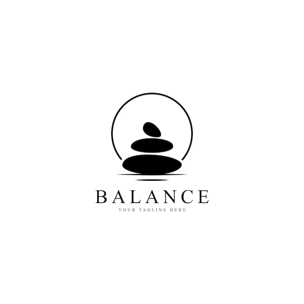 Vetor logotipo de pedra zen equilibrada logotipo para meditação ou bem-estar