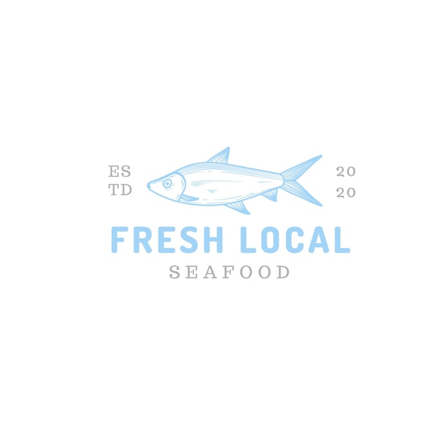 Logotipo de peixe fresco local isolado no branco