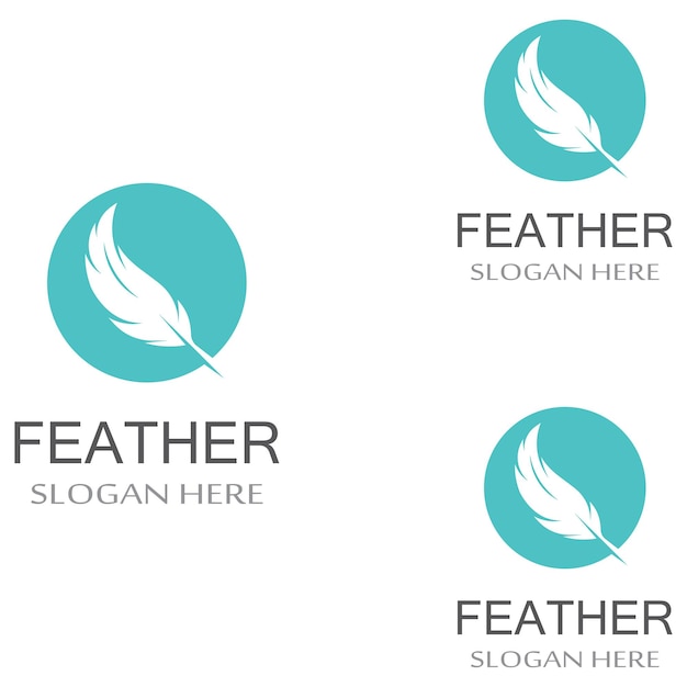 Logotipo de penas de aves de capoeira e uma caneta feita de penas usando o modelo de ilustração de design de ícone vetorial
