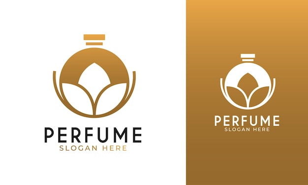 Logotipo de perfume elegante com conceito de fragrância de flor de beleza