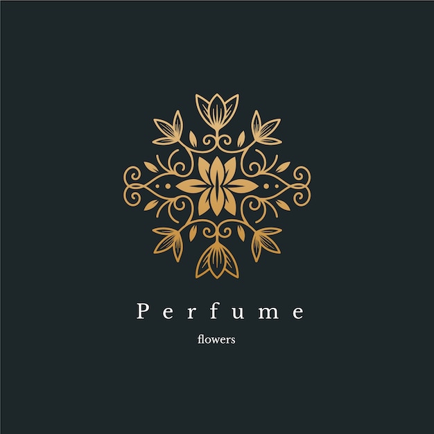 Logotipo de perfume floral luxo