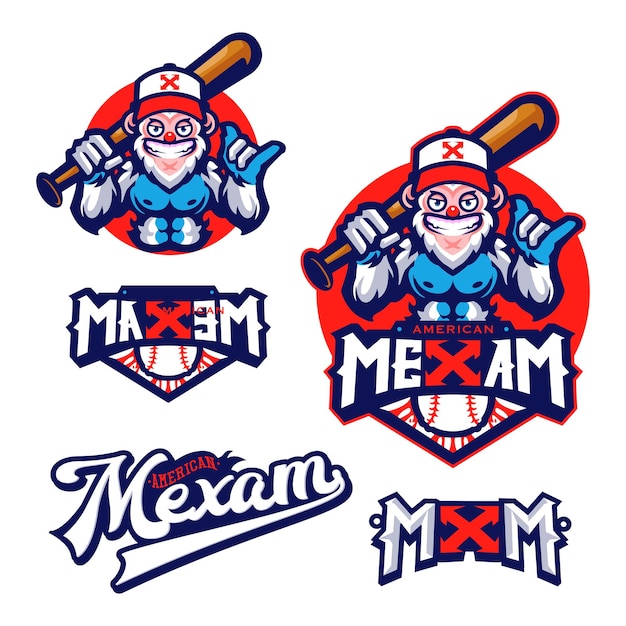 Logotipo de personagem da mascote de basebol da yetti