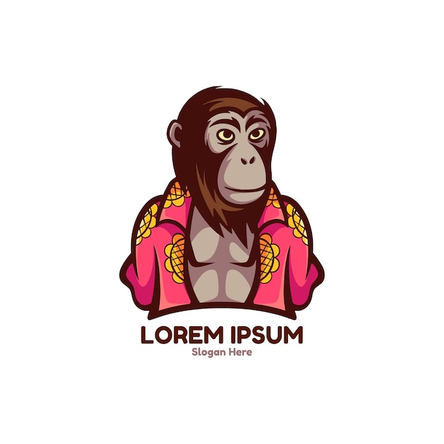 Logotipo de personagem de férias de macaco