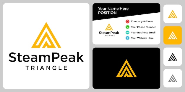 Logotipo de pico de montanha de monograma letra s com modelo de cartão de visita